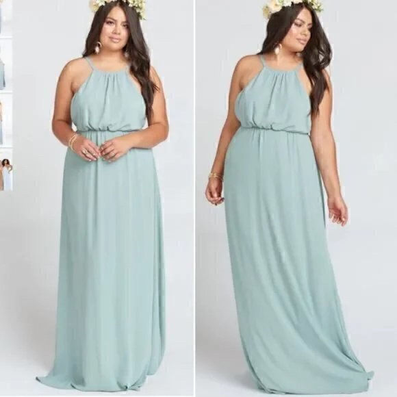 Show Me Your MuMu Dresses & Skirts - Show Me Your Mumu Amanda Maxi Bridesmaid Dress in Silver Sage Crisp Size XXL NWT